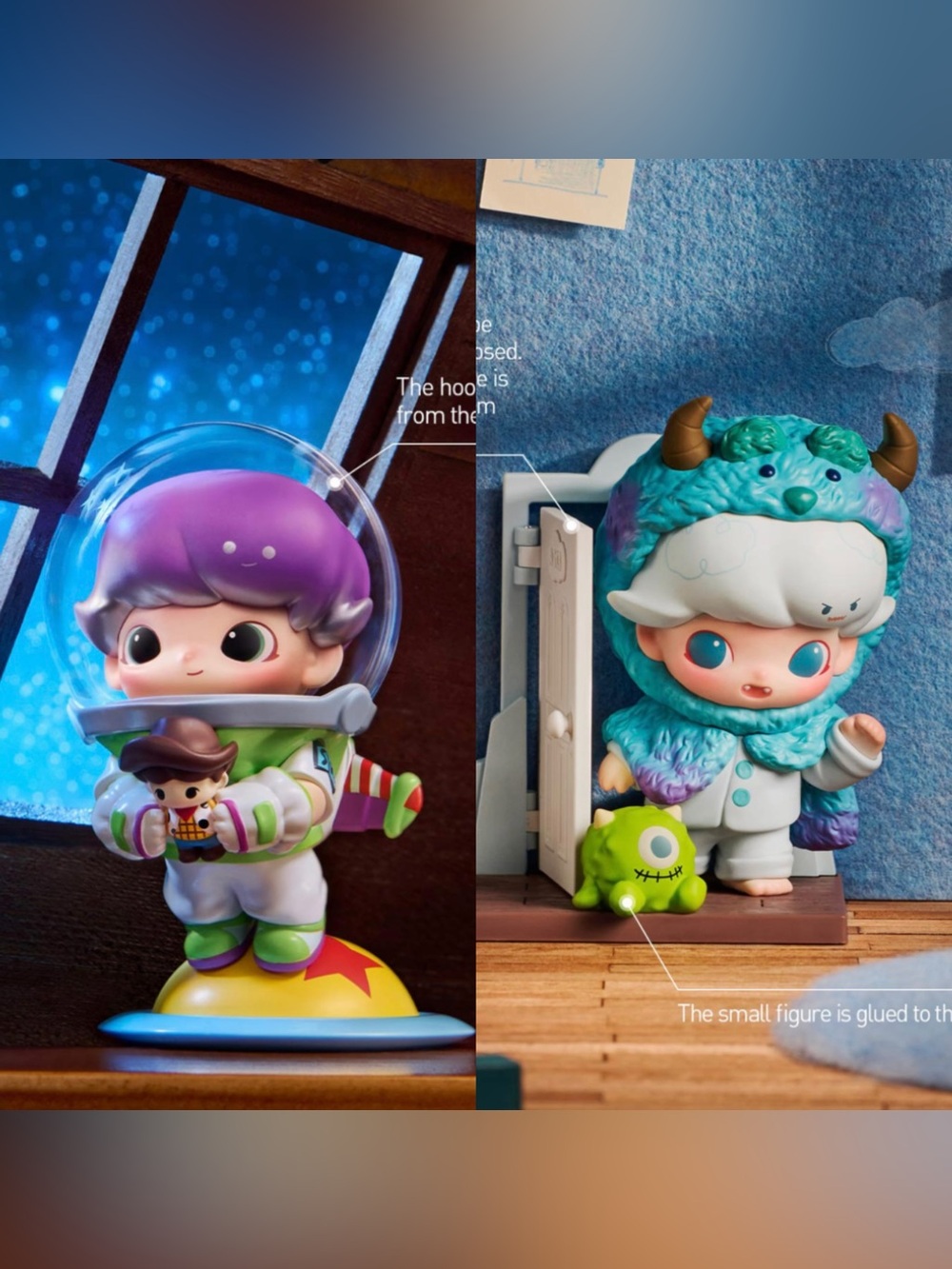 Bundle Sale PopMart Dimoo World x Pixar Figurine Buzz Lightyear and Sulley